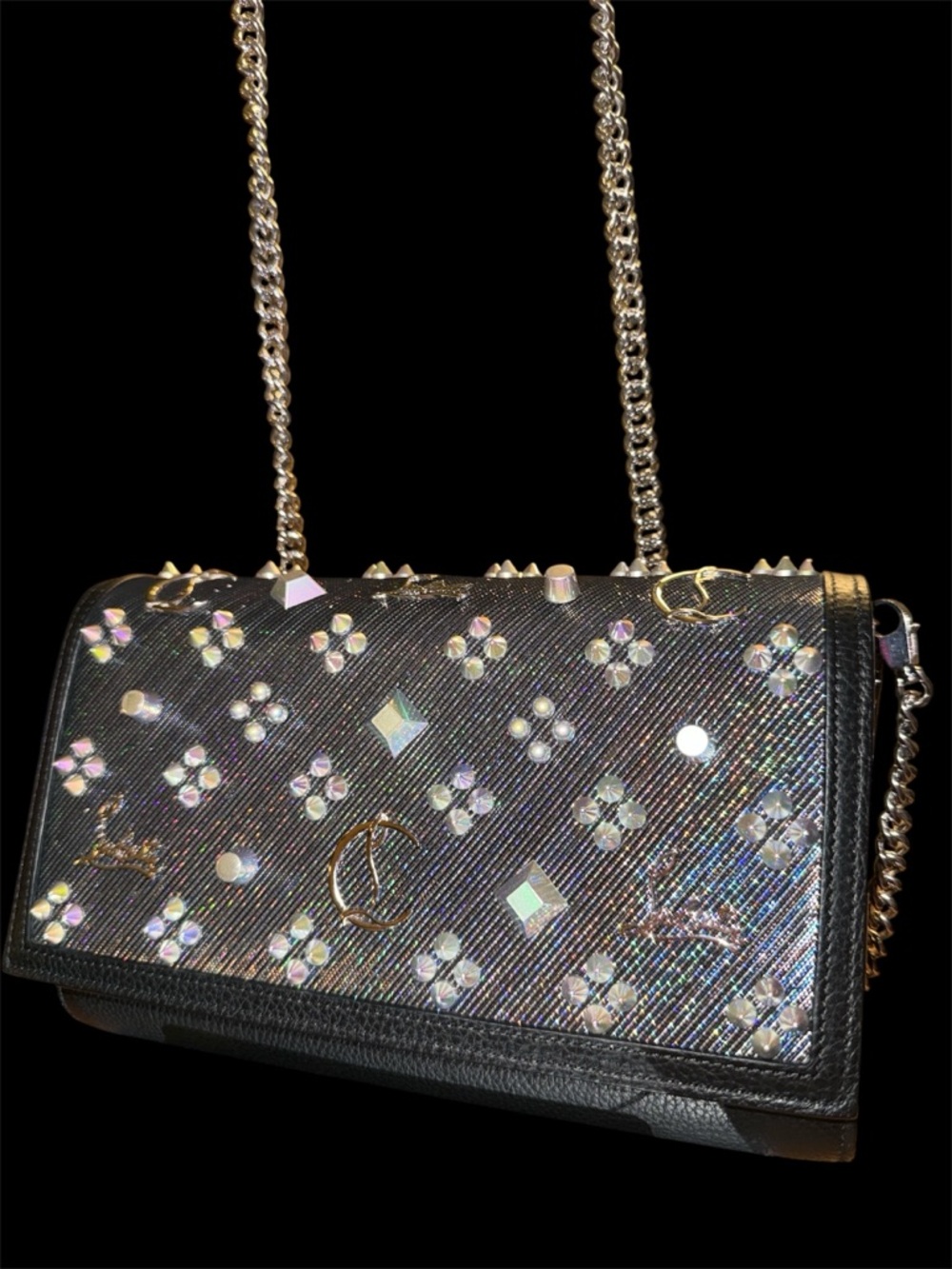 Christian Louboutin Paloma Crossbody in Black Holographic! NWT!